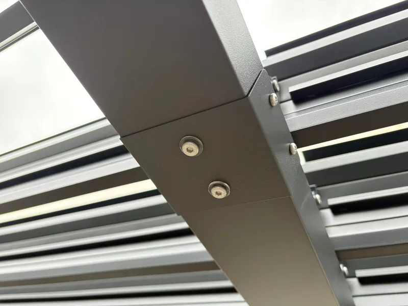 Pergola 3x3 m med lamelltak | Grå stålpergola för uteplats - Utemöbler - Solskydd - Pergola