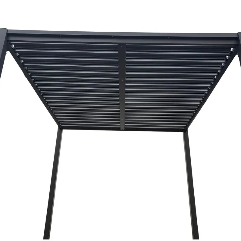 Pergola 3x3 m med lamelltak | Grå stålpergola för uteplats - Utemöbler - Solskydd - Pergola