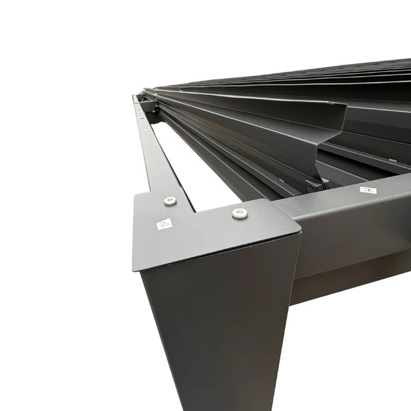 Pergola 3x3 m med lamelltak | Grå stålpergola för uteplats - Utemöbler - Solskydd - Pergola