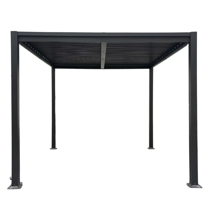 Pergola 3x3 m med lamelltak | Grå stålpergola för uteplats - Utemöbler - Solskydd - Pergola