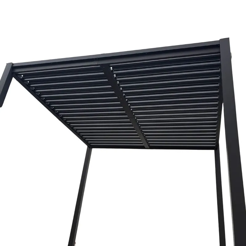 Pergola 3x3 m med lamelltak | Grå stålpergola för uteplats - Utemöbler - Solskydd - Pergola