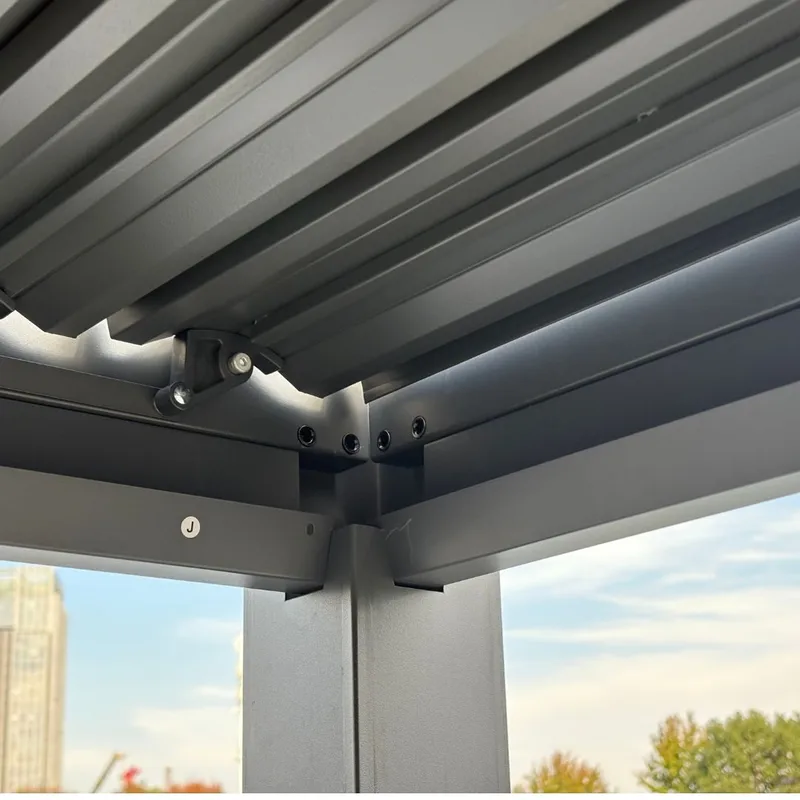Pergola 4x3 m med lamelltak | Grå stålpergola för uteplats & trädgård - Utemöbler - Solskydd - Pergola