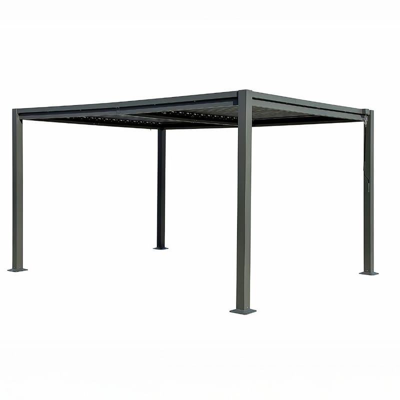 Pergola 4x3 m med lamelltak | Grå stålpergola för uteplats & trädgård, undefined