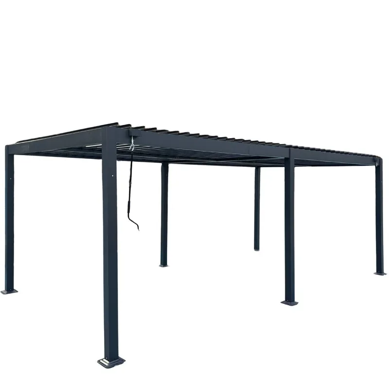 Pergola 6x3 m | justerbart lamelltak | Aluminiumram | Grå, undefined