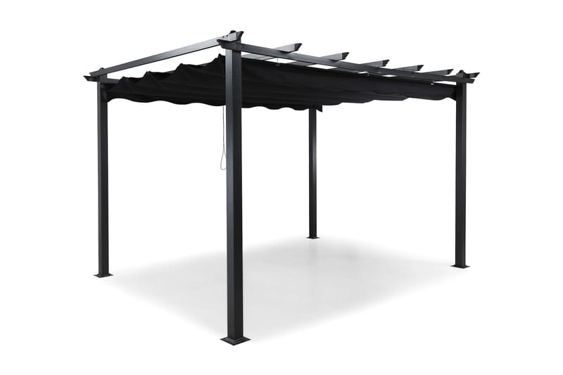 Fristående pergola med hopfällbart tak för altan och trädgård 4x3 - Svart / Aluminium - Utemöbler - Solskydd - Pergola