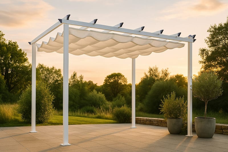 Lazio Perola - Vit - Utemöbler - Solskydd - Pergola