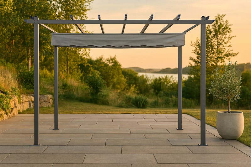 Lazio Pergola 295x395 cm - Svart/Grå - Utemöbler - Solskydd - Pergola