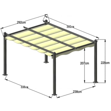 Pergola med soltak | 4x3m - Antracit - Utemöbler - Solskydd - Pergola