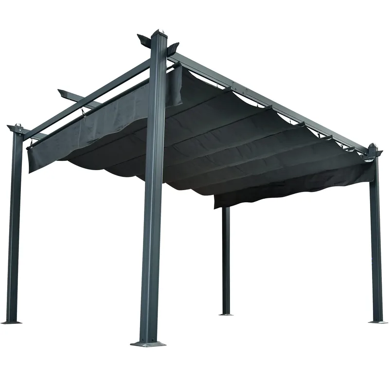 Pergola med soltak | 4x3m - Antracit - Utemöbler - Solskydd - Pergola