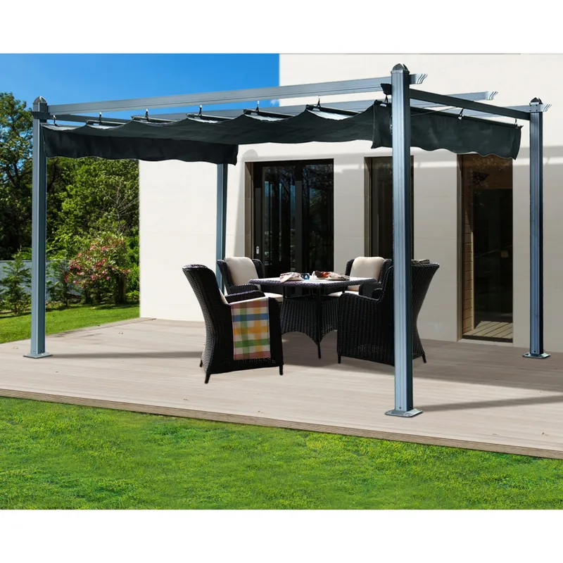 Pergola med soltak | 4x3m - Utemöbler - Solskydd - Pergola