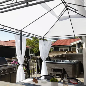 Paviljong 4x3m med väggar | Vit - Utemöbler - Solskydd - Paviljong - Komplett paviljong