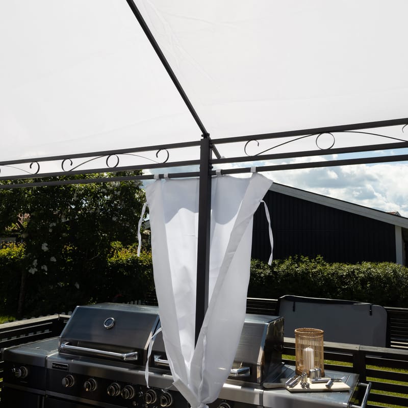 Paviljong 4x3m med väggar | Vit - Utemöbler - Solskydd - Pergola