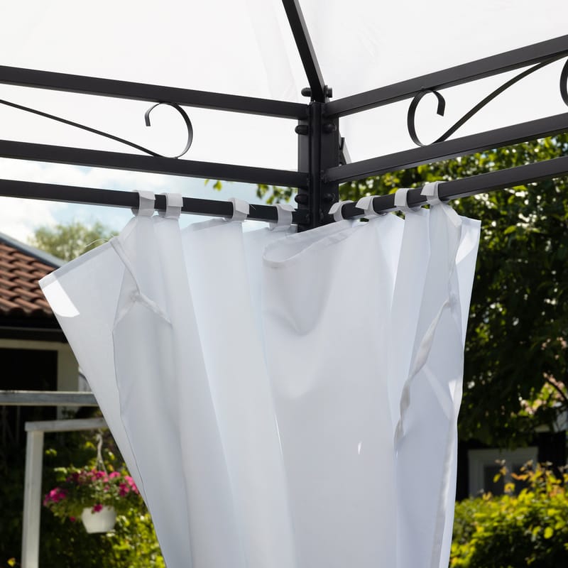 Paviljong 4x3m med väggar | Vit - Utemöbler - Solskydd - Pergola