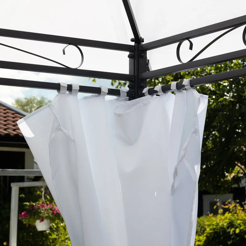 Paviljong 4x3m med väggar | Vit - Utemöbler - Solskydd - Pergola