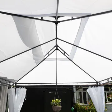 Paviljong 4x3m med väggar | Vit - Utemöbler - Solskydd - Paviljong - Komplett paviljong
