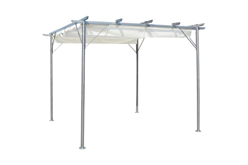 Pergola med indragbart tak gräddvit 3x3 m stål - Vit - Utemöbler - Solskydd - Pergola