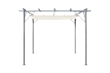 Pergola med indragbart tak gräddvit 3x3 m stål