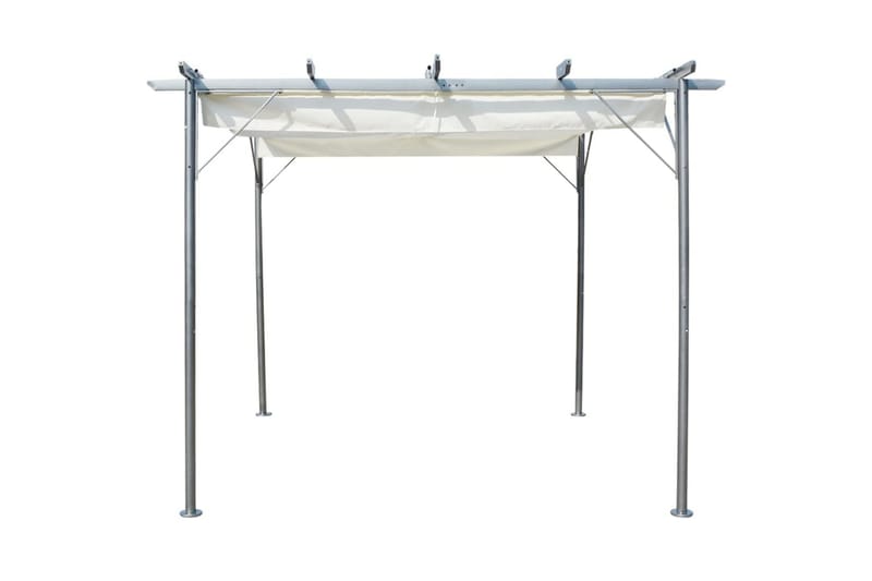 Pergola med indragbart tak gräddvit 3x3 m stål - Vit - Utemöbler - Solskydd - Pergola
