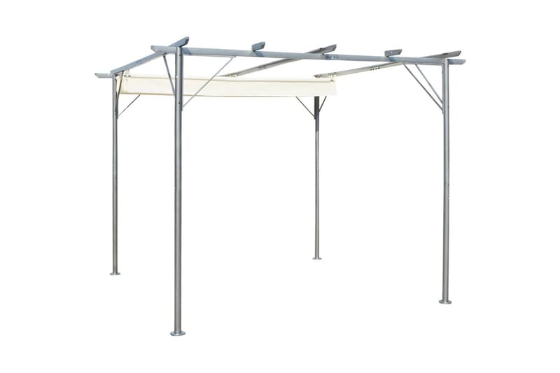 Pergola med indragbart tak gräddvit 3x3 m stål - Vit - Utemöbler - Solskydd - Pergola