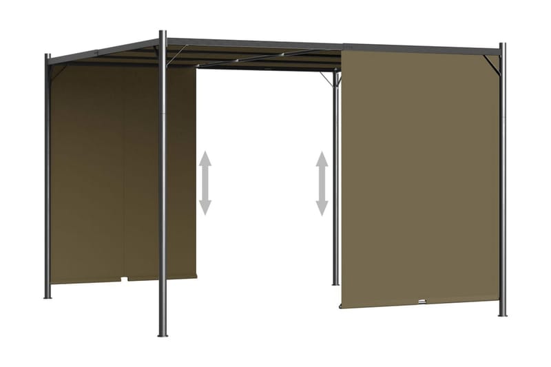 Pergola med infällbart tak 3x3 m taupe 180 g/m² - Brun - Grilltält - Pergola