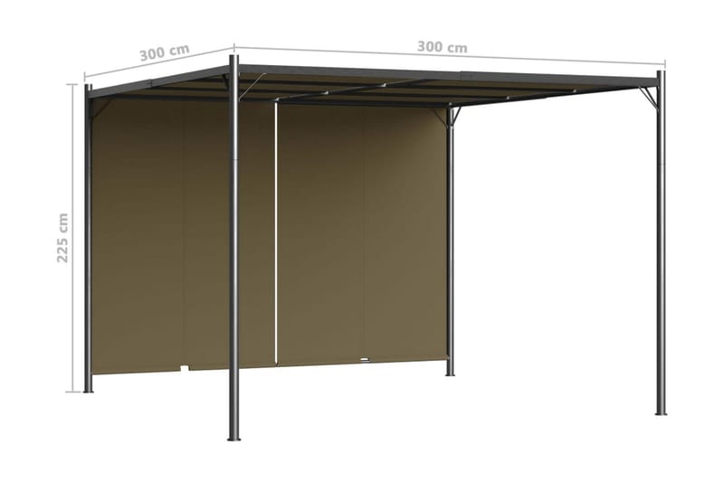 Pergola med infällbart tak 3x3 m taupe 180 g/m² - Brun - Grilltält - Pergola