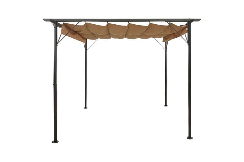 Pergola med infällbart tak taupe 3x3 m stål 180 g/m² - Brun - Grilltält - Pergola