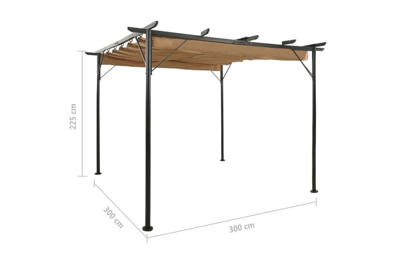 Pergola med infällbart tak taupe 3x3 m stål 180 g/m² - Brun - Grilltält - Pergola