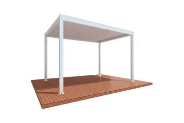 Pergola Motordrivet 3x4 m - Vit - Utemöbler - Solskydd - Pergola