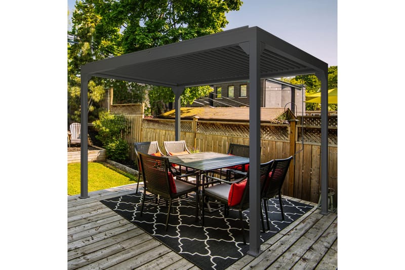 Pergola Premium Öppningsbara lameller - Grå - Utemöbler - Solskydd - Pergola