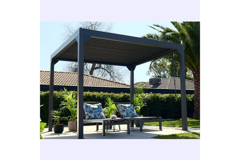 Pergola Premium Öppningsbara lameller - Grå - Utemöbler - Solskydd - Pergola