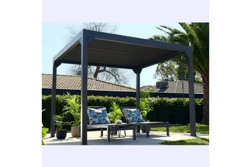 Pergola Premium Öppningsbara lameller - Grå - Utemöbler - Solskydd - Pergola