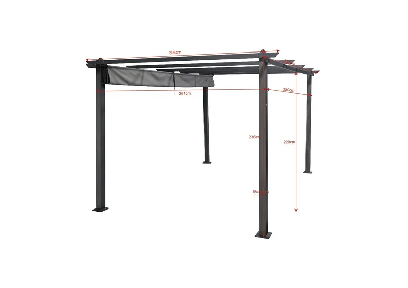 Porto Stor Pergola 4x3 m i aluminium med tak - Mörkgrå - Utemöbler - Solskydd - Pergola