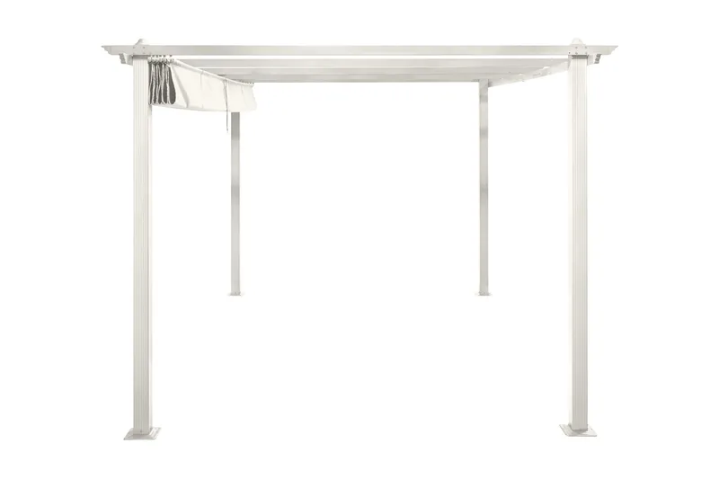 Porto Stor Pergola 4x3 m i aluminium med tak - Vit - Utemöbler - Solskydd - Pergola