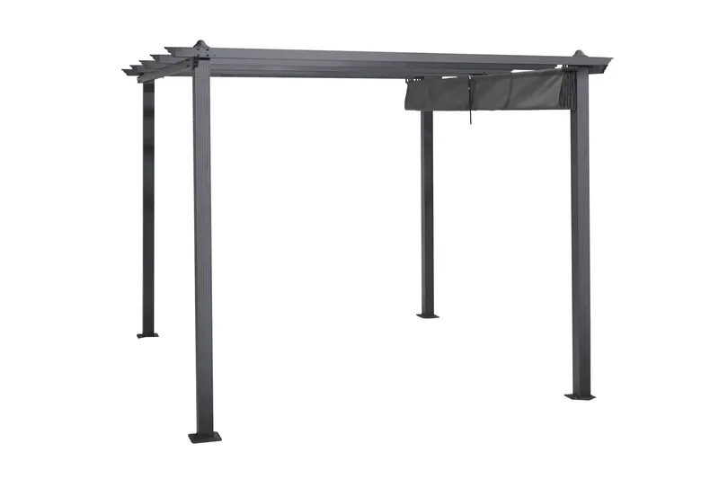 Porto Pergola 3x3 m i aluminium med tak för solskydd - Mörkgrå - Utemöbler - Solskydd - Pergola