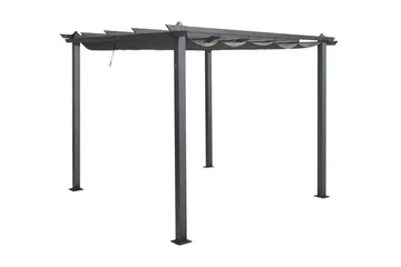 Porto Pergola 3x3 m i aluminium med tak för solskydd - Mörkgrå - Utemöbler - Solskydd - Pergola