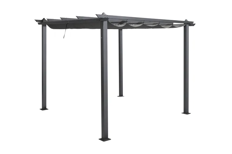 Porto Pergola 3x3 m i aluminium med tak för solskydd - Mörkgrå - Utemöbler - Solskydd - Pergola