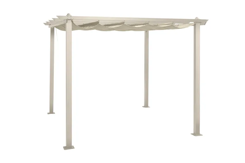 Porto Pergola 3x3 m i aluminium med tak för solskydd - Beige - Utemöbler - Solskydd - Pergola