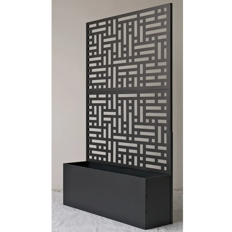 Blomlåda med spalje | 90x180cm | Stål | Svart - Utemöbler - Solskydd - Skärmskydd & vindskydd - Spalje