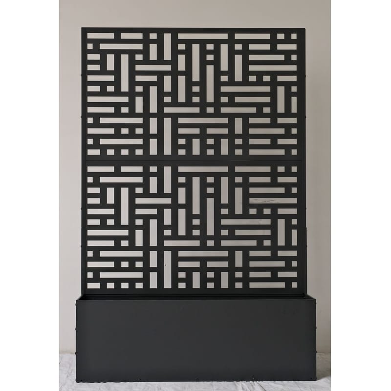 Blomlåda med spalje | 90x180cm | Stål | Svart - Utemöbler - Solskydd - Skärmskydd & vindskydd - Spalje