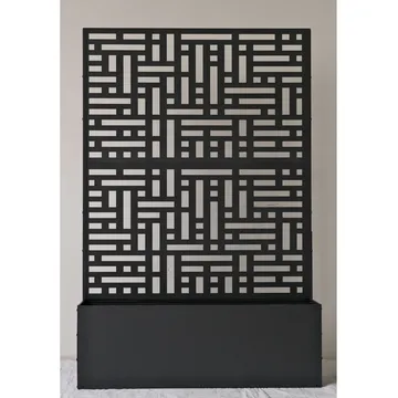 Blomlåda med spalje | 90x180cm | Stål | Svart - Utemöbler - Solskydd - Skärmskydd & vindskydd - Spalje
