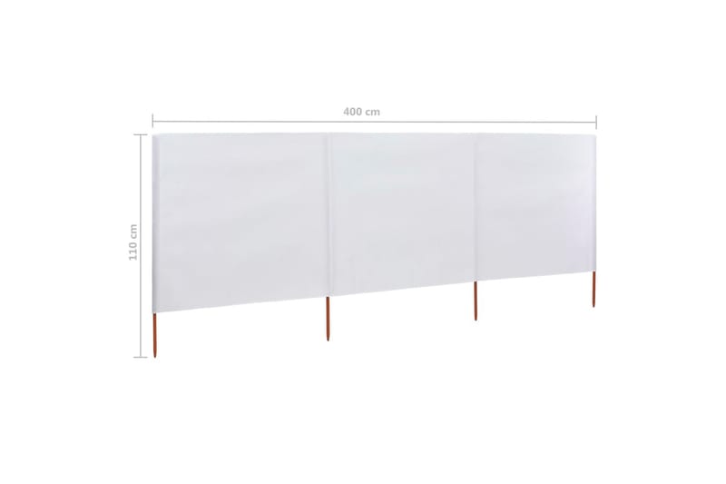 Vindskydd 3 paneler tyg 400x80 cm sandvit - Vit - Säkerhet & vindskydd altan - Skärmskydd & vindskydd - Skärm
