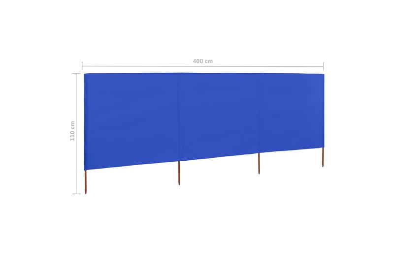 Vindskydd 3 paneler tyg 400x80 cm azurblå - Blå - Säkerhet & vindskydd altan - Skärmskydd & vindskydd - Skärm