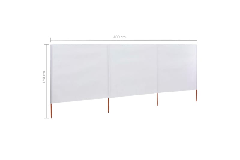 Vindskydd 3 paneler tyg 400x160 cm sandvit - Vit - Utemöbler - Solskydd - Skärmskydd & vindskydd
