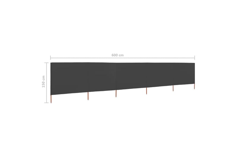 Vindskydd 5 paneler tyg 600x120 cm antracit - Grå - Säkerhet & vindskydd altan - Skärmskydd & vindskydd - Skärm