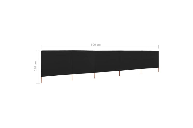 Vindskydd 5 paneler tyg 600x160 cm svart - Svart - Säkerhet & vindskydd altan - Skärmskydd & vindskydd - Skärm