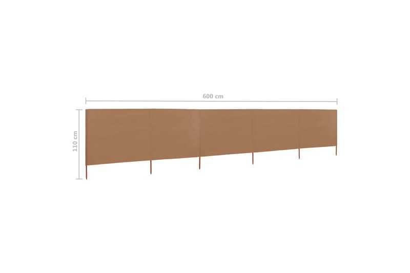 Vindskydd 5 paneler tyg 600x80 cm taupe - Brun - Säkerhet & vindskydd altan - Skärmskydd & vindskydd - Skärm