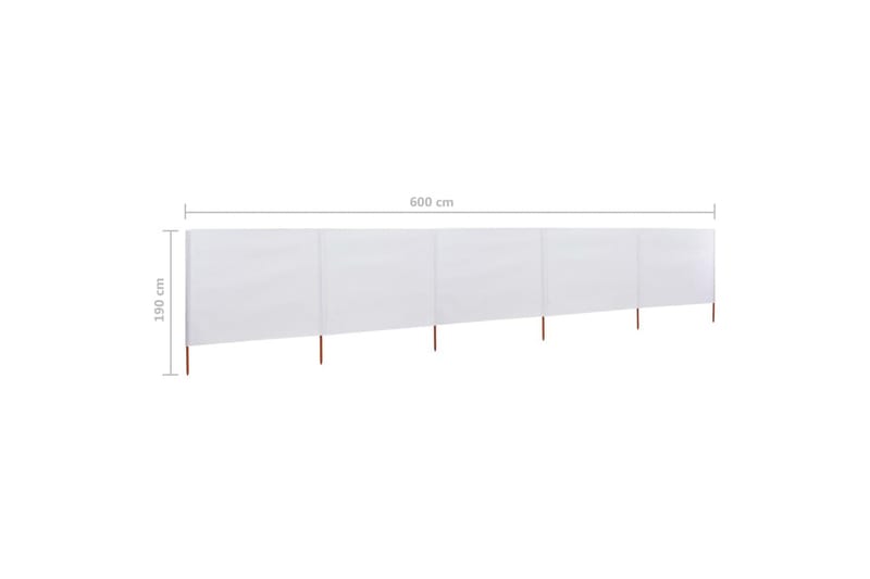 Vindskydd 5 paneler tyg 600x160 cm sandvit - Vit - Säkerhet & vindskydd altan - Skärmskydd & vindskydd - Skärm