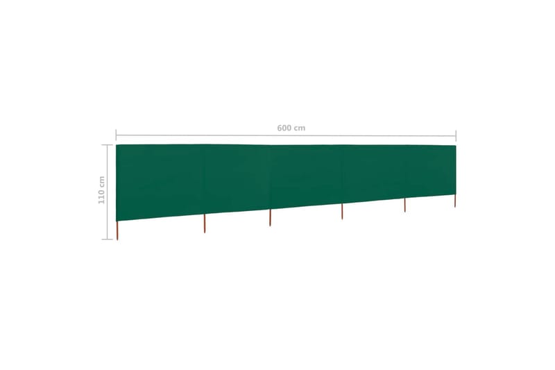Vindskydd 5 paneler tyg 600x80 cm grön - Grön - Säkerhet & vindskydd altan - Skärmskydd & vindskydd - Skärm