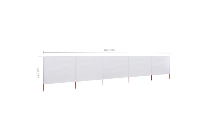 Vindskydd 5 paneler tyg 600x80 cm sandvit - Vit - Utemöbler - Solskydd - Skärmskydd & vindskydd