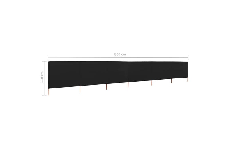 Vindskydd 6 paneler tyg 800x80 cm svart - Svart - Säkerhet & vindskydd altan - Skärmskydd & vindskydd - Skärm